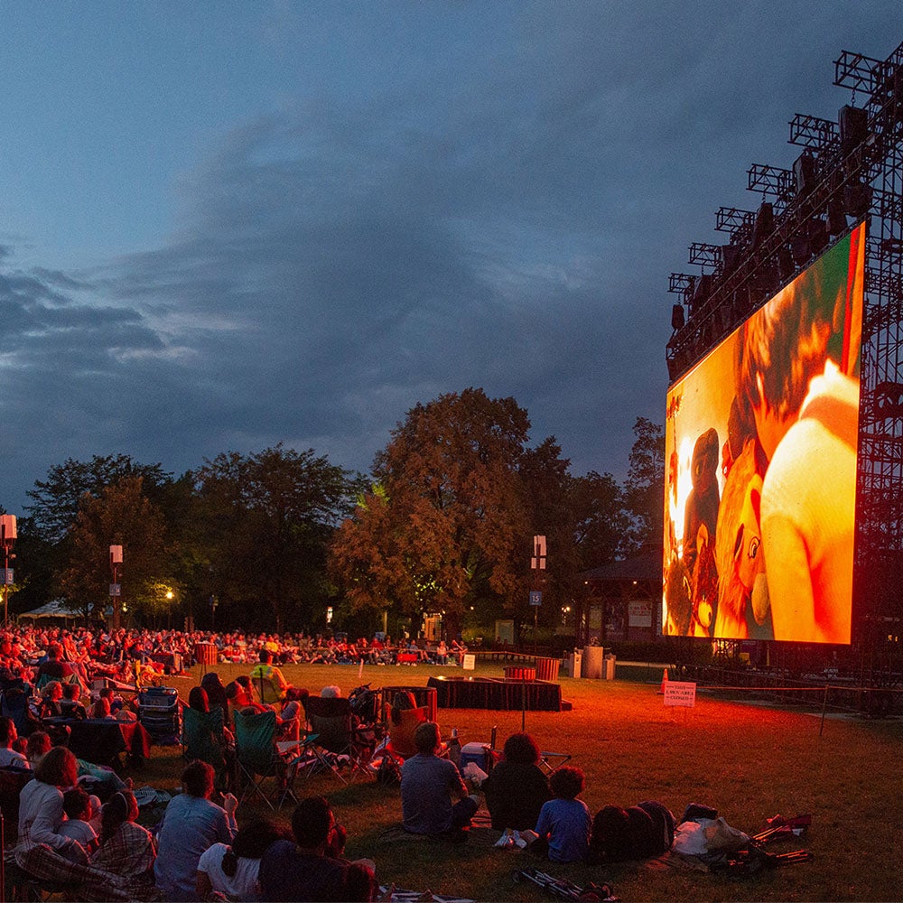 Large video screen facing the North Lawn